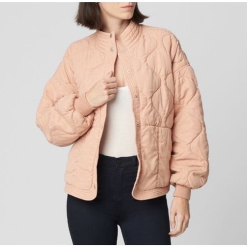 Blank NYC | Sand Drift, Light Pink Quilted Bomber Jacket | Small